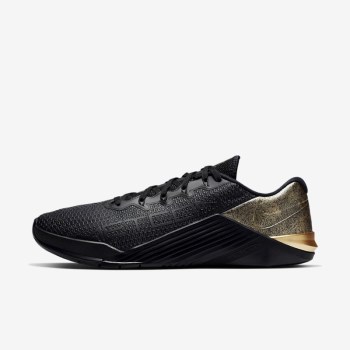 Nike Metcon 5 Black x Gold - Férfi Edzőcipő - Fekete/Fekete/Metal Arany